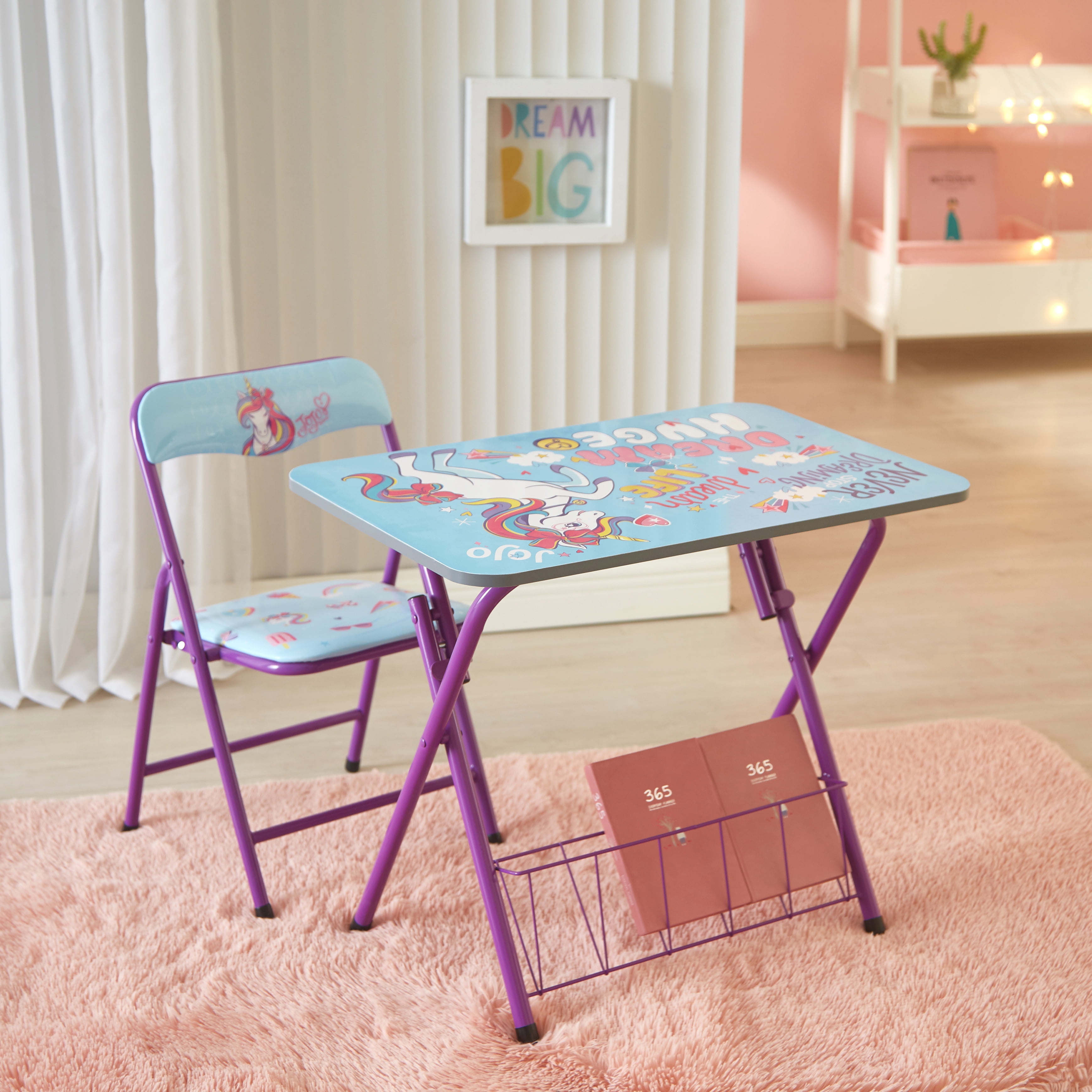 Children's Desk And Stool Natural White Pink Blue MDF Wood With Hinged Lid New 