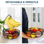 Auledio Metal Fruit Basket Bowls with Banana Tree, Freestanding Fruit Organizerfor Kitchen, Bronze