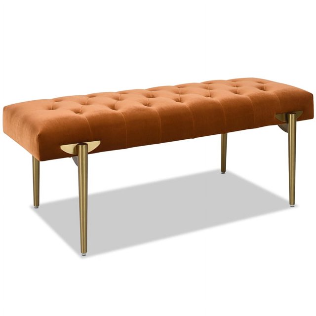 Jennifer Taylor Home Aria Upholstered Gold Accent Bench Burnt Orange