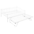 thumbnail image 5 of Metal Daybed, Full Size Sofa Bed with Twin Size Trundle, Metal Bed Frame, Full Daybed with Steel Slat Support, Heavy-Duty Steel Full Daybed with Pull Down Trundle Bed, Space Saving Design, White, 5 of 7