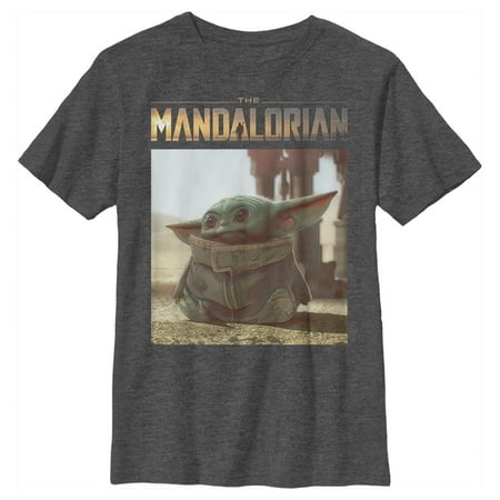 Boy's Star Wars: The Mandalorian The Child Scene Graphic Tee Charcoal Heather Large