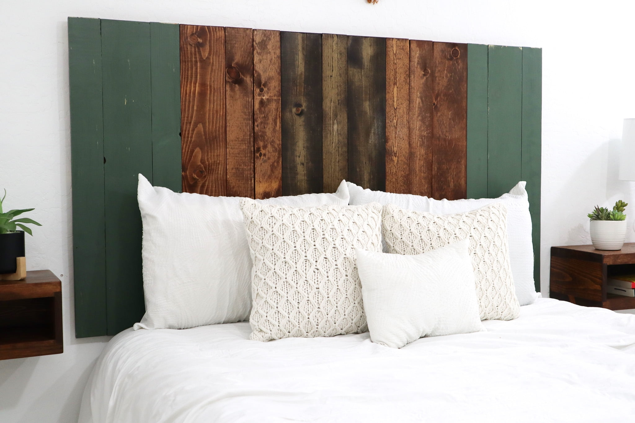 Forest Path Mix Headboard Twin Size Stain, Hanger Style, Handcrafted. Mounts on Wall. Easy Installation.