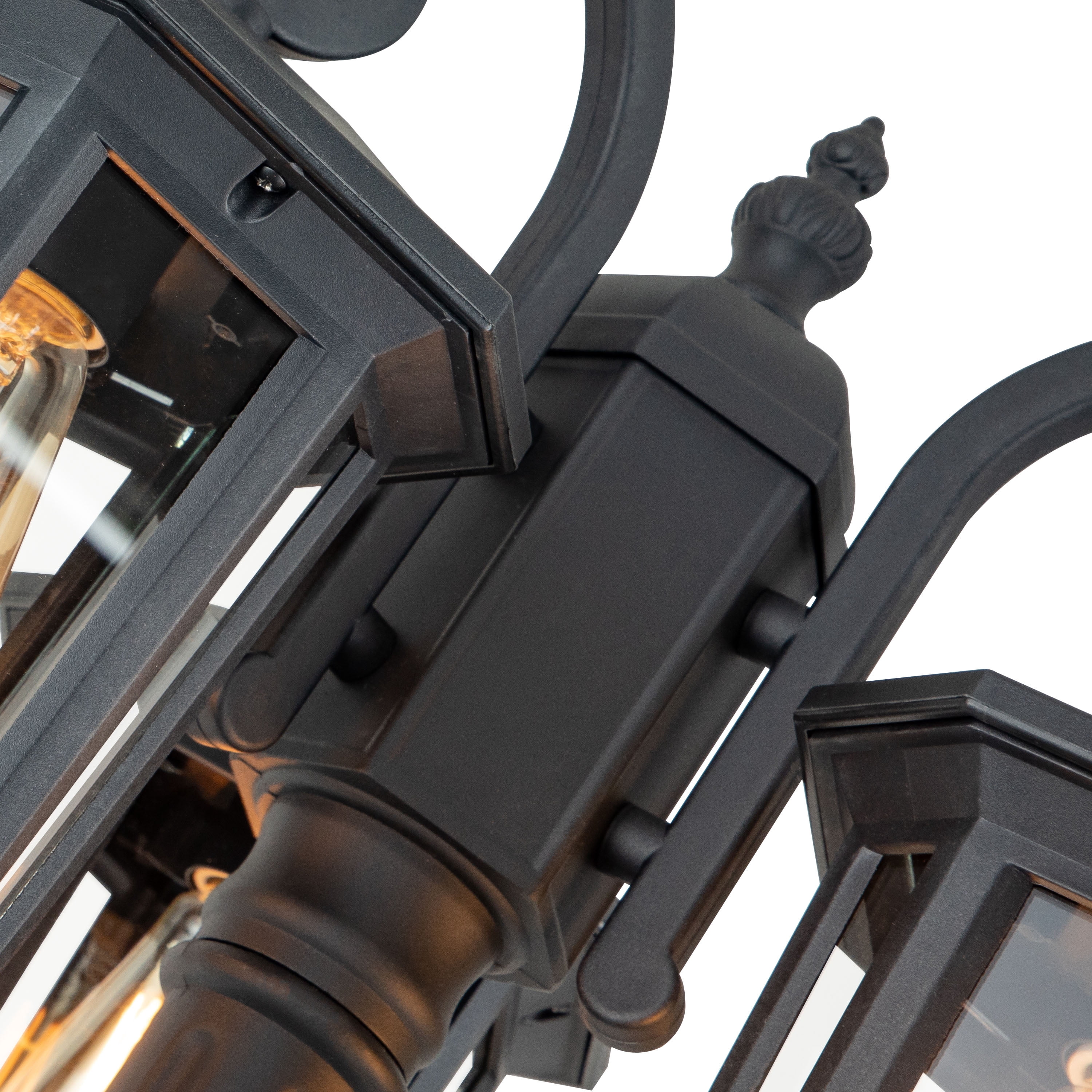 C Cattleya 76 in. 3-Head Black Outdoor Post Light with Clear Tempered Glass(E26)