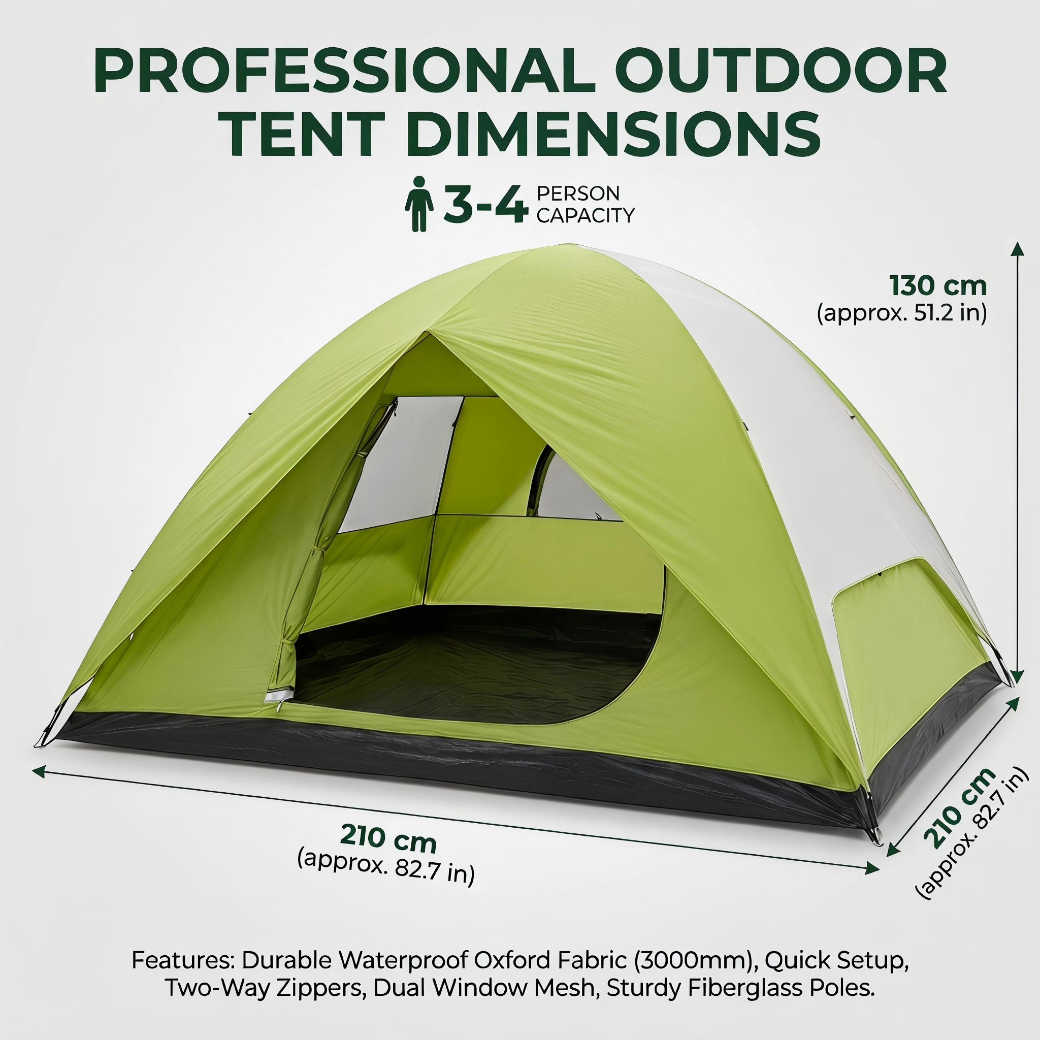 Carpa XL para exteriores, para 4 personas, Oxford resistente, fácil instalación para campamento y senderismo 2