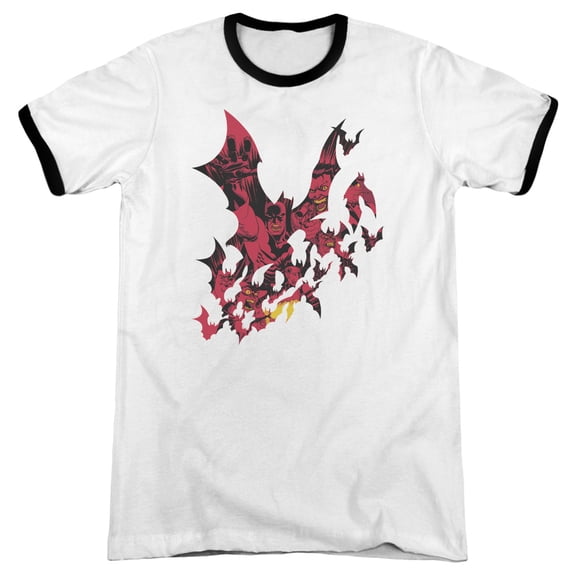 Batman Broken City Adult Ringer T-Shirt White Black