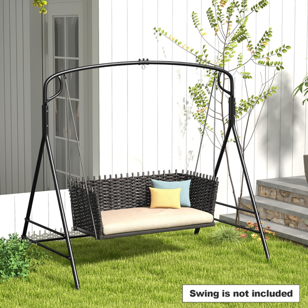 Aimee Lii Outdoor Metal Swing Frame with Extra Side Bars, Front Porch Swing, Black