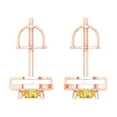 thumbnail image 4 of 14K Solid Gold Screw Back Stud Earrings for Women | 1.18 cttw Round Cut Simulated Yellow Diamond | Rose Gold, 4 of 5