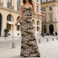 thumbnail image 6 of Unir Women’S Cheetah Print 2-Piece Skirt Set, V Neck Sleeveless Cami Crop Top With High Waist Slim Fit Floor Length Skirt, Smooth Stretchy Polyester Fabric, 2pcs, Sizes S To L, 6 of 7