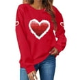 thumbnail image 2 of Pxxlle Valentines Day Tops for Women Love Heart Graphic Sweatshirts Oversized Crewneck Long Sleeve Pullover Sweatshirt for Holiday Red L, 2 of 6