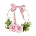 thumbnail image 4 of Corona floral de flores artificiales de seda con aro redondo para fiesta de cumpleaños Rosa, 4 of 9