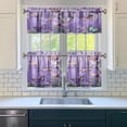 thumbnail image 4 of Purple Lavender Flower Butterflies 3 Piece Kitchen Curtains Sets with Valance for Windows Rod Pocket Machine Washable Kitchen Curtain Valance 3 Piece Set Decorations (54"x18"+2x27.5"x24"), 4 of 6