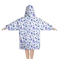 thumbnail image 2 of Light Blue Butterfly Purple Pattern Blanket Hoodies for Kids 6-13YR Oversize Wearable Blanket Hoodies for Boys Girls Teens, 2 of 7