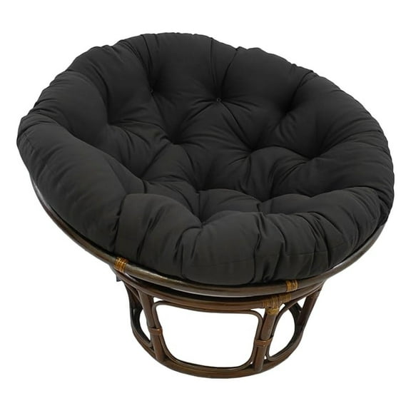 Twill Papasan Cushion 44 Inch, Round Floor Cushion - Black, Soft Premium Polyester Fabric, Tufted Papasan Pad for Indoor Use, Rattan Chair Cushion Replacement