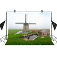 thumbnail image 1 of EREHome Polyester Fabric 7x5ft Farm Landscape Backdrop Windmill Construction Grass Water Flower Background Wedding Photography Party Studio Props Curtain Background, 1 of 2