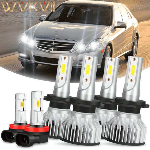For Mercedes-Benz E350 2008-2011 2012 Combo H7 H7 H11 LED Headlight Fog Light Bulbs 6PCS