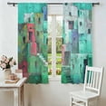 Abstracts Painting Buildings Sheer Curtains for Living Room Bedroom — free download