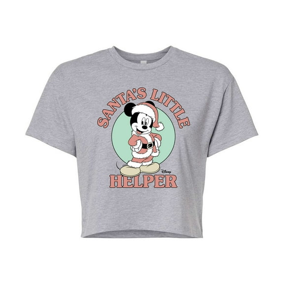 Disney - Santas Little Helper - Juniors Cropped Cotton Blend T-Shirt