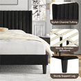 thumbnail image 4 of Renwick Queen Upholstered Platform Bed Frame with Channel Tufted Headboard, Black, 4 of 10