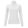 thumbnail image 4 of Fiaer Turtleneck Sweater for Women Plus Size Long Sleeve Warm Solid Color Trendy Lightweight Casual Knit Tops White XL, 4 of 5