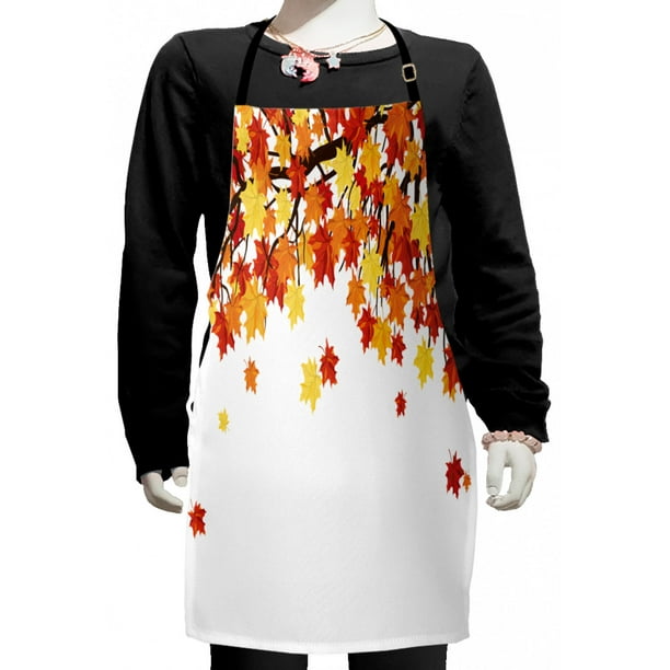 Autumn Kids Apron, Fall Season Foliage on Tree Branches Canadian