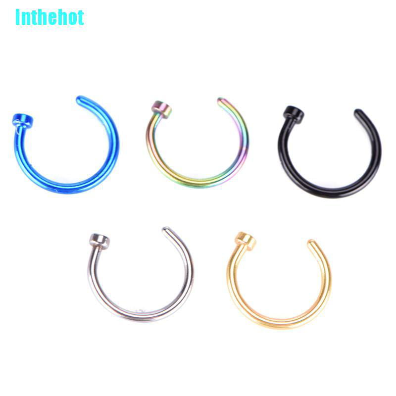 Small Thin Surgical Steel Open Nose Ring Hoop Piercing Stud.Body Jewelry FashiS*