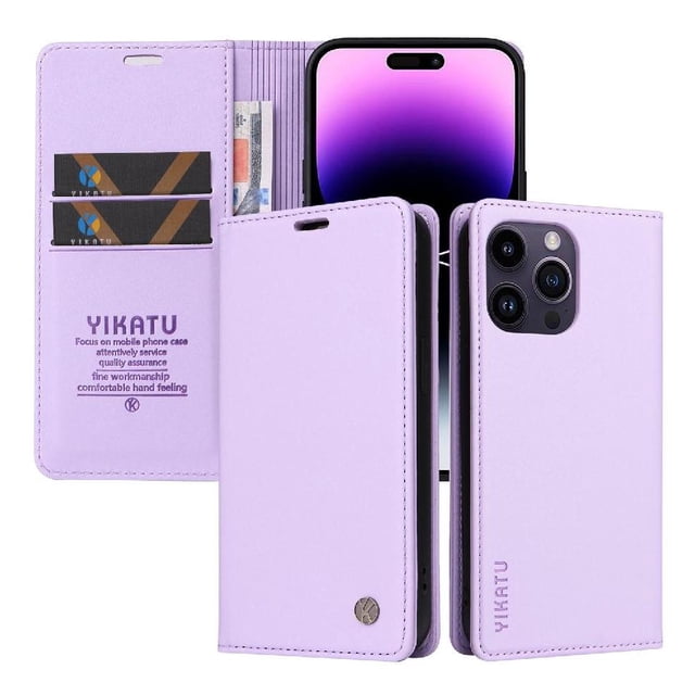 Funda para iPhone 15 Pro Max Estuche de Cuero PU Tipo Cartera con Ranuras para Tarjetas y Cierre Magnético