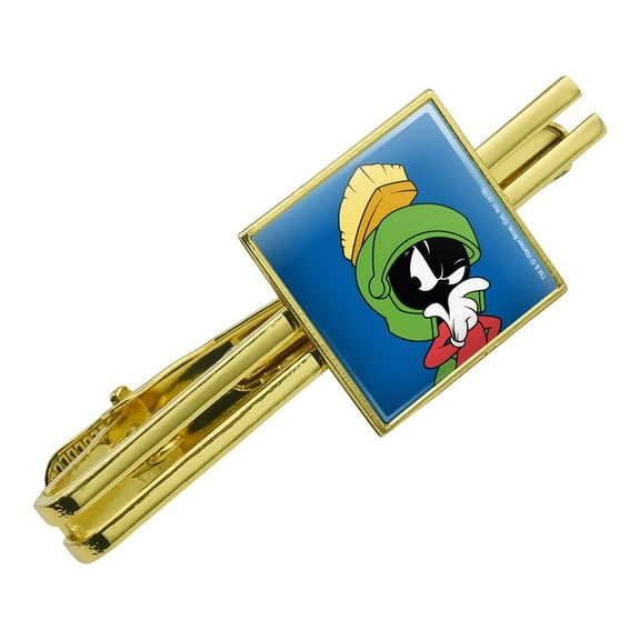 Looney Tunes Marvin The Martian Square Tie Bar Clip Clasp Tack- Silver or Gold