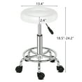 thumbnail image 5 of Hassch 13.4" Round Swivel Stool on Wheels, Height-Adjustable PU Leather Rolling Stool for Spa Salon Massage Home Office, White, 5 of 10