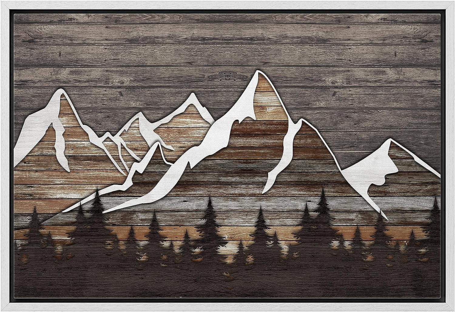 PixonSign Framed Canvas Print Wall Art Pastel Brown Tree Mountains ...