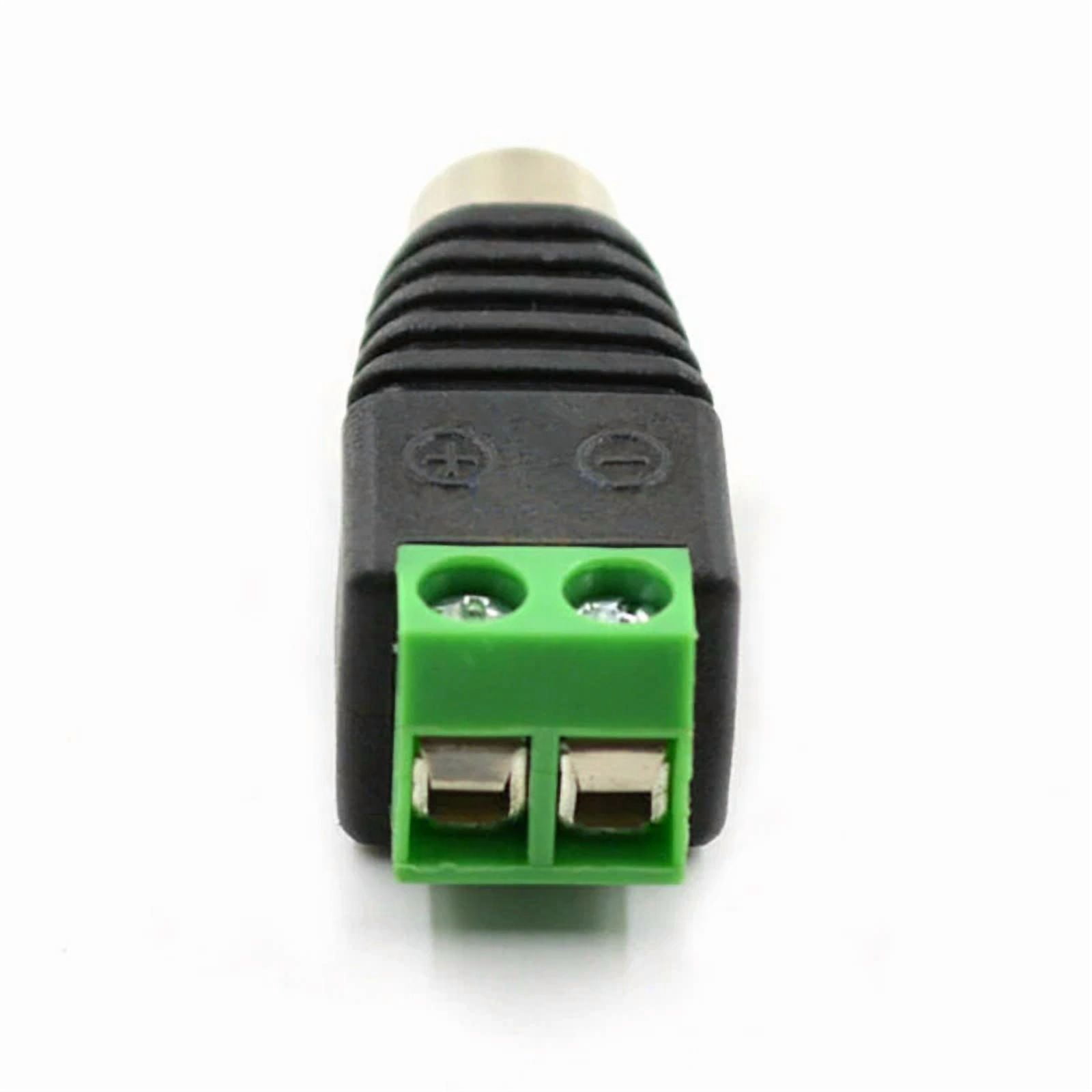 CRESTIN- 10X Speaker Wire Cable Rca Female To 2-Pin Terminal Block Adapter Connector Plug