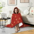 thumbnail image 4 of Wearable Blanket,Red Christmas Golden Reindeer Pattern Hooded Wearable Flannel Blanket for Adults & Teens,Winter Poncho Shawl Wrap Cape Cozy Anti-Pill,60"x80", 4 of 5