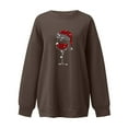thumbnail image 3 of Gibobby Sudadera Navidad mujer Sudadera para mujer Moda Navidad Estampado O Cuello Casual Sudadera suelta Ajuste Tops Manga larga Camisas de entrenamiento(Café,M), 3 of 4