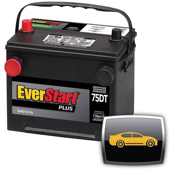 EverStart AUTO PLUS-75DT – 12 Volts, Batterie automobile à bornes doubles, groupe 75, 540 ADF