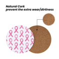 thumbnail image 4 of Multi-Shape Mdf Cork Coaster 4 Pieces Of Anti-Slip, Anti-Wear And Anti-Fouling 3.9in Easy To Clean And Stable Structure Modern Pink Ribbon Pattern Round Shape, 4 of 7