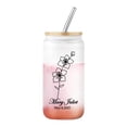 thumbnail image 4 of Personalized Glass Tumbler with Birth Flower & Name - Custom Borosilicate Cup with Bamboo Lid, Glass Straw & Leakproof Seal - Unique Birthday Gifts for Women, Mom, Teacher, Bridesmaid, 4 of 9
