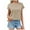 Khaki, variant on XUELUO Boho Tops For Women Summer Solid Color Round Neck Short Sleeve Loose Fit Casual Elegant Shirts For Women Tee Shirts StreetwearL
