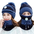 thumbnail image 2 of Women Winter Hat Set of 3, Warm Knit Beanie Hat Scarf Mask Set with Fleece Lined Skull Caps Neck Scarves, 2 of 5