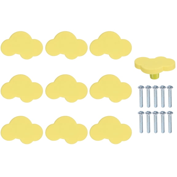 Uxcell 10 Pack Cabinet Knobs, 53.5x36mm Plastic Cute Dresser Pulls Cartoon Soft Rubber Drawer Handle Pulls with Screws for Bedroom Cupboard Closets Bookcase Kitchen, Cloud, Yellow
