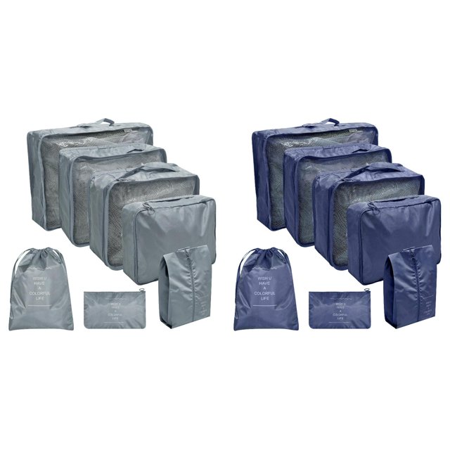 (2-Pack) Rinsvye Packing Cubes for Travel Towel Organization 7Pcs Travel Cubes Set Under Bed Comforter Storage Foldable Suitcase Organizer Lightweight Towel Storage Luggage Storage Bag