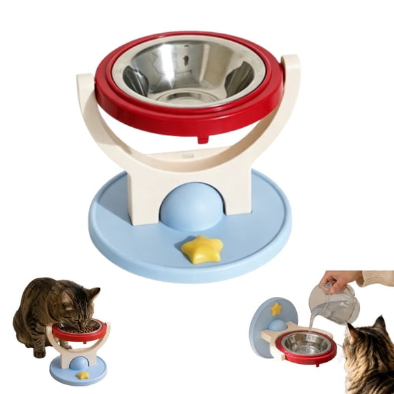 Elevated Cat Bowls , Wall Mount Whisker-Friendly Raised Cat Food & Water Dishes, Modern Pedestal Design, Detachable Stainless steel bowl, Dishwasher Safe,Red