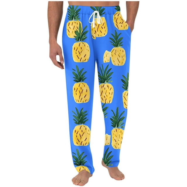 Pisexur Sweatpants for Men High-end Fabric Work Pants for Men,Men Printing Elastic Waist Draw Rope Pocket Full Length Pants Blue,M
