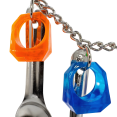 thumbnail image 5 of 1082 Small Rattle Ringy Ringer - Handcrafted bird cage toy with stainless steel spoons and acrylic rings, 5 of 5
