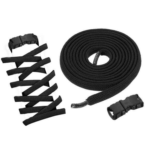 Uxcell 2 Sets Elastic Tieless Shoe Laces No Tie Flat Shoelaces Stretch Shoes Strings for Adults Sneakers, Black