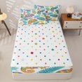 thumbnail image 4 of Metsweet Cartoon Animal Lizard Zipper Twin Comforter Sets with Fitted Sheet and 2 Pillowcases, Tropical Leaves Zipper Bedding Set, Pink Yellow Teal,4-Piece, 4 of 6