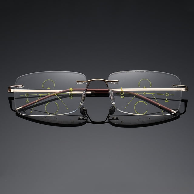 Gafas de presbicia de doble uso sin marco para hombre, antifatiga, con zoom automático, progresivas, multienfoque, antiluz azul, para presbicia