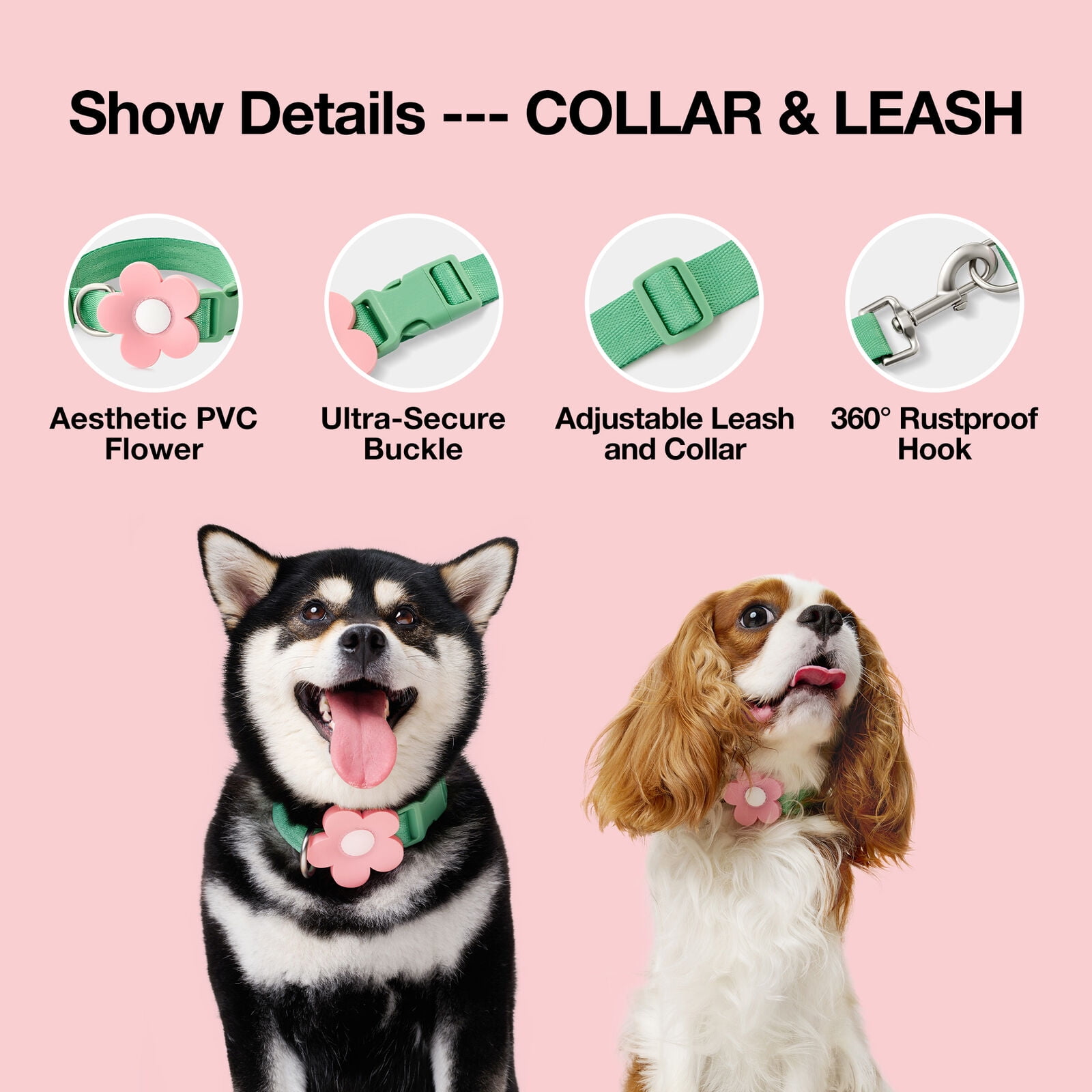 VETRESKA Flora Dog Harness & Backpack Leash with Collar 3 In 1 Set Adjustable No Pull Vest Harness