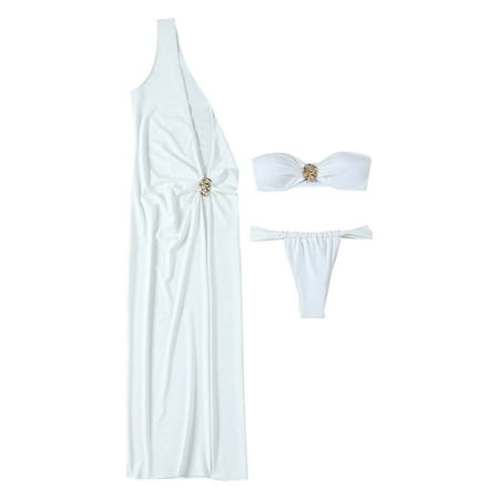 WERYOUNG Tops Piece Sexy Bikini SwimWomen Summer Tropical Brazilian Vacation Swimwear Beachwear Stylish White S