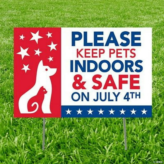 Patriotic Keep Pets Safe Yard Sign, Fourth of July, Party Decor, 1 Piece