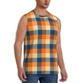 thumbnail image 2 of Fotbe Warm Orange Plaid Men's Camiseta sin Mangas Estampada para Hombres, Playera Casual para Gimnasio, Entrenamiento, Playa-Small, 2 of 7