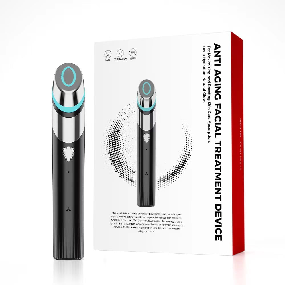 Multi-Functional Facial Wand with Red & Blue Light, High-Frequency Vibration & Gentle Energy Pulses for a Soothing Massage and Enhancing Skincare Absorption